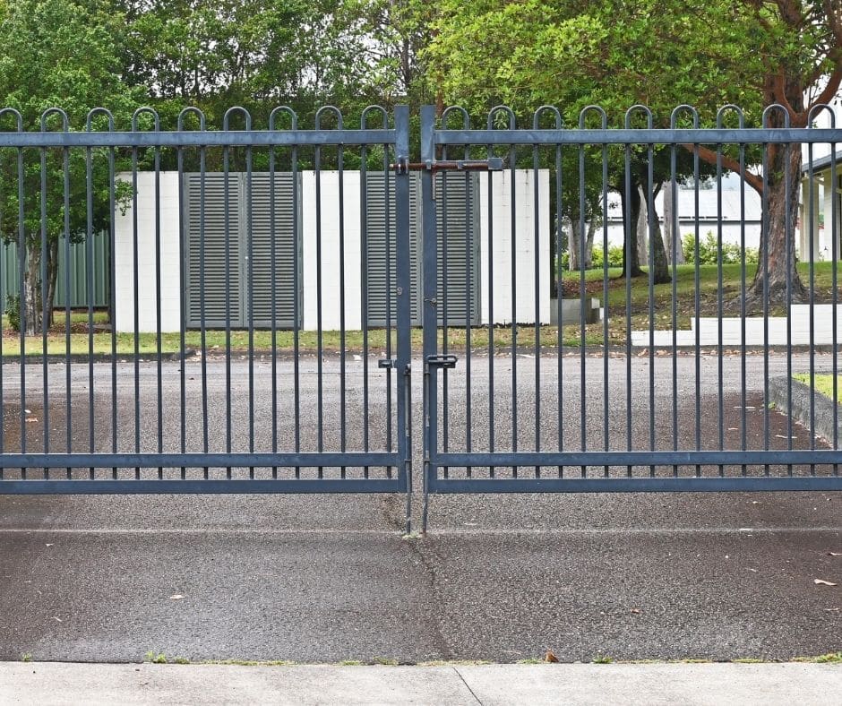 Commercial fence with a gate